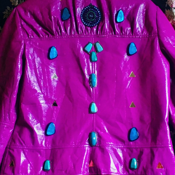 Customed Turquoise Violet Punk Jacket - Picture 2 of 4